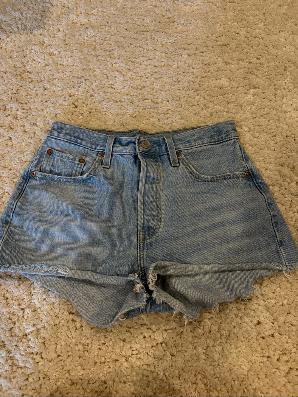 Levi's Light Blue Denim Cutoff Shorts with Frayed Hem